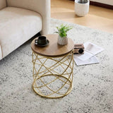 ZUN Golden Side table [MDF TOP+ METAL FRAME] N770P234470G