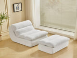 Modern Compressed Lounge Chair with Ottoman, Cozy Corduroy Recliner for Small Spaces, Living Room, W1036P251820