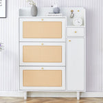 ZUN Modern minimalist storage cabinet, Japanese rattan shoe cabinet, bed top cabinet, small home 98584209