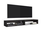 Eco 59" Floating Tv Stand with Two Rectangular Shelves Black Wengue B200P286947