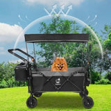 Collapsible Wagon Heavy Duty Folding Wagon Cart with Removable Canopy, 4" Wide Large All Terrain 27662772