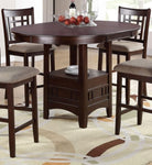 ZUN Dining Table Round Counter height Dining Table w Shelve 1pc Table Only Solid wood Dark Rosy Brown B01182192