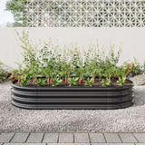 ZUN Raised Garden Bed Outdoor, Oval Large Metal Raised Planter Bed for for Plants, Vegetables, and 18109543