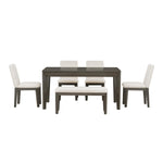 ZUN 6-Piece Dining Table Set with Upholstered Dining Chairs and Bench,Farmhouse Style, Tapered Legs, 55911232