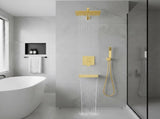 Rain Shower System Brushed Gold Tub Shower Faucet Set 10 Inch Square Rainfall Shower Head with 66075959