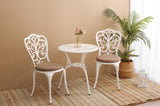 ZUN Best Choice Products 3-Piece Outdoor Rust-Resistant Cast Aluminum Patio Bistro Set white W640P250970