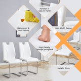 ZUN White PU Dining Chair Set.Uniquely designed white dining chairs. PU material, paired with silver W2920P225021