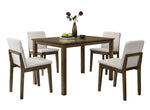 ZUN Dark Walnut Finish 5pc Dining Room Set Dining Table 4x Chairs Beige Fabric Chair Seat Kitchen B011119000