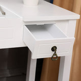 ZUN Flip Single Mirror Double Drawers Straight Feet Dresser White 53998961