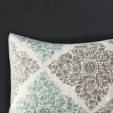 6 Piece Printed Quilt Set with Throw Pillows Aqua Full/Queen B03597394