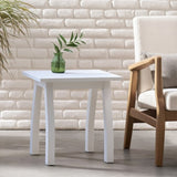 SELMA Acacia wood Accent Side Table in White PU, Weather-Resistant Rectangular End Table for Patio, N770P248135W