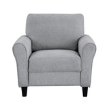 Modern 1pc Chair Dark Gray Textured Fabric Upholstered Rounded Arms Attached Cushion Transitional B01156447