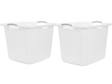 2.5 Bushel XL Plastic Laundry Basket, White, 2 Pack 26172421