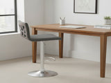 Talyris Adjustable Height Swivel Gray Faux Leather and Gray Walnut Bar Stool with Brushed Stainless B2736P511299