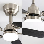 ZUN Modern 52 Inch Led Ceiling Fan 110V 6 Speed Wind 5 Blades Remote Control Reversible DC Motor W882P146293