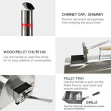 Silver Pizza Oven Outdoor 12" Semi-Automatic Rotatable Pizza Ovens Portable Stainless Steel Wood W2196134341