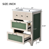 ZUN 24 Inch Bathroom Vanity with Ceramic, Bathroom Vanity Cabinet with 2 Drawers, Wooden Bathroom N710P187602Z