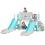 ZUN Kids Slide Playset Structure 8 in 1, Freestanding Ocean Themed Set with Slide, Arch N710P176322C