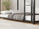 Twin Over Twin Metal Bunk Bed, Low Bunk Bed with Ladder, Bed Frame,Black, Sturdy Steel Construction, 80743359