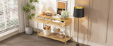 TREXM Entryway Table, Console Table with Two Drawers, Retro Hallway Table with Striking Geometric N715P227910N
