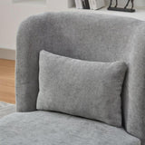 25.2 "Wide Modern Chenille Cushioned Armless Metal Base 360&deg Swivel Chair with Pillow, Suitable for W3118P253949