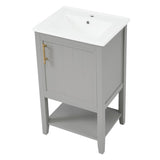 20" Bathroom Vanity with Sink, Bathroom Cabinet with Soft Closing Door, Storage Rack and Open Shelf, 62138412