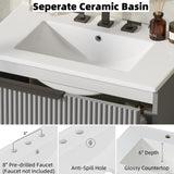 30" Bathroom Vanity with Ceramic Sink and Full-Extension Drawers, Freestanding Bathroom Vanity with N817P288915G