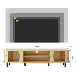 ZUN Modern Curved TV Stand for TVs up to 80 Inches, Farmhouse TV Cabinet with Sliding Doors, Media T3179P294096