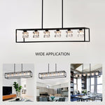 ZUN 6-Light Farmhouse, Modern Industrial Linear Rectangular Crystal Pendant Light Cage W1592P232593