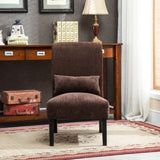 Pisano Contemporary Chenille Fabric Armless Accent Chair with Pillow, Chocolate T2574P164499