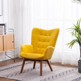 Leiria Contemporary Silky Velvet Tufted Accent Chair with Ottoman, Yellow T2574P164275
