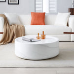ZUN 39.37'' White Marble Round Coffee Table Sturdy Fiberglass table for Living Room, No Need Assembly. W876P154763