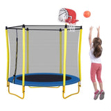 5.5FT Trampoline for Kids - 65" Outdoor & Indoor Mini Toddler Trampoline with Enclosure, Basketball 82509817