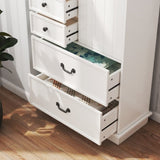 ZUN 51'' Farmhouse Drawer Chest with Sliding Door, Multi-Storage Drawer Dresser with 5 Drawers and W2557P210245