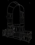 Metal Garden Arch with Gate 79.5'' Wide x 86.6'' High Climbing Plants Support Rose Arch Outdoor 50043989