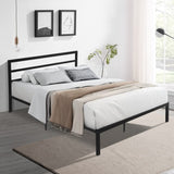 ZUN Queen Size Metal Bed Frame with Headboard Black W31181461