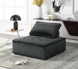 ZUN Modern Living Room Furniture 1pc Lounge Chair Black Velvet Upholstery Tufted Seat Modular B011P194281
