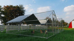 ZUN Large Metal Chicken Coop Walk-in Poultry Cage Hen Run House Rabbits Habitat Cage Spire Shaped Coop 04013074