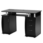 ZUN FCH 115* 55*74cm Black PB Wood 15mm Portable 1pc Door with 3pcs Drawers Computer Desk 23047766