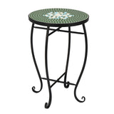 ZUN Mosaic Round Terrace Bistro Table Green Flowers Mosaic 27524992