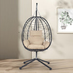 ZUN Egg Chair with Stand Indoor Outdoor Swing Chair Patio Wicker Hanging Egg Chair Hanging Basket Chair 61801298