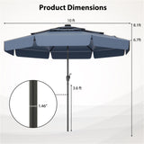 10 foot navy terrace umbrella with solar powered LED lights and multi-layered ventilated roof 25484929
