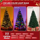 6 FT Pre-lit Artificial Christmas Tree, Hinged Xmas Pine Tree with 1000 Branch Tips, 350 Lights and 25437080