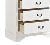 Traditional Design White Finish 1pc Chest of 5 Drawers Antique Drop Handles Drawers Bedroom B01149270
