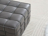 17.32''W Genuine Leather Tufted Ottoman,Footstool for Living Room & Bedroom,Grey Color W579P354656