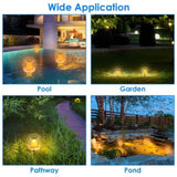 2Pcs Solar Floating Pool Lights Solar Flame Stake Lights IP67 Waterproof Outdoor Globe Ball Lights 49920595