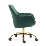 ZUN 360&deg; Green Velvet Swivel Chair With High Back, Adjustable Working Chair With Golden Color Base W116472783