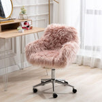 ZUN Modern Faux fur home office chair, fluffy chair for girls, makeup vanity Chair 66253460