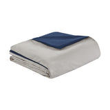 7 Piece Faux Suede Comforter Set Blue Queen B03596784