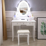 ZUN With Light Bulb Single Mirror 5 Drawer Dressing Table White 60709581